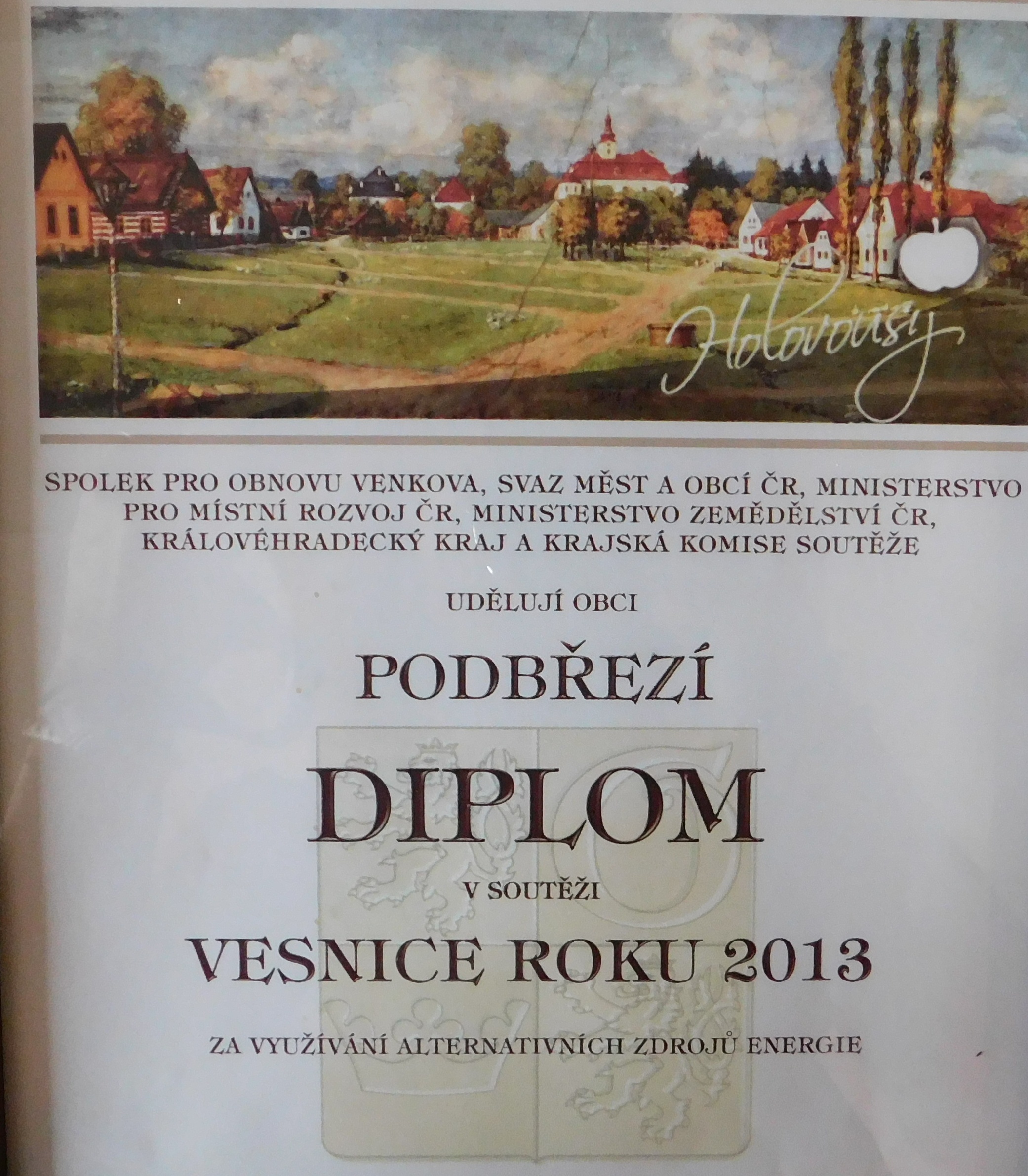 Diplom - Vesnice roku 2013