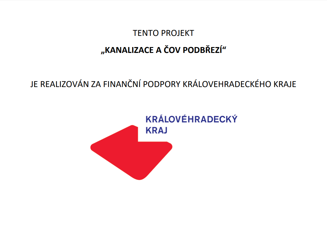 2021-2022 Kanalizace a ČOV Podbřezí - Financováno za podpory SFŽP a Královéhradeckého kraje